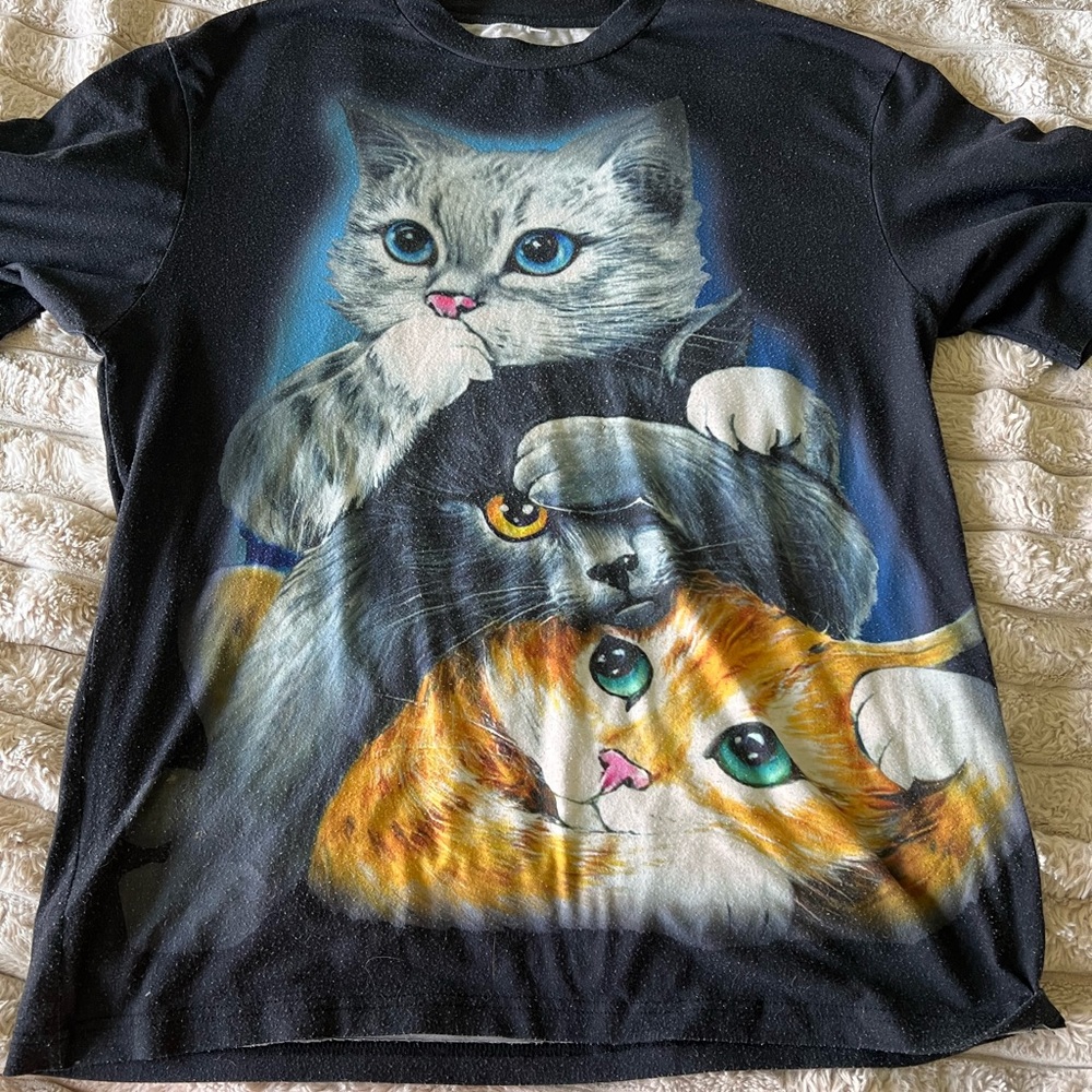 Vintage Cat Lovers Black T-Shirt